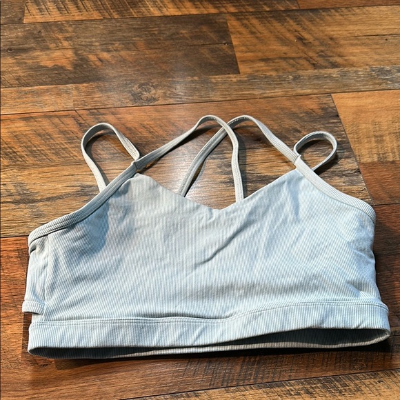 Glyder Blue Striped Strappy Sports Bra Size Medium - Picture 1 of 8